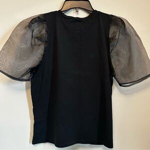 ZARA organza puff-sleeve T-shirt